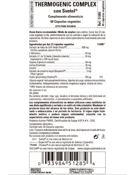 Solgar Thermogenic Complex 60 Cápsulas