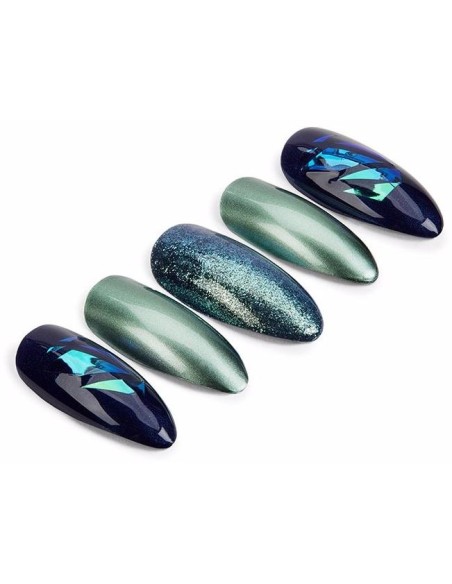 Ardell Nail Addict Premium Uñas Green Glitter Chrome 24Uds