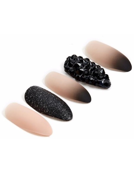 Ardell Nail Addict Premium Uñas Black Stud %26 Pink Ombre 24Uds