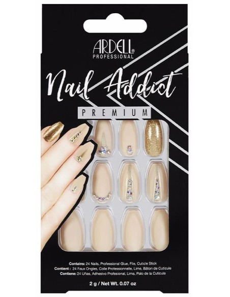 Ardell Nail Addict Premium Uñas Postizas Nude Jeweled 24Uds